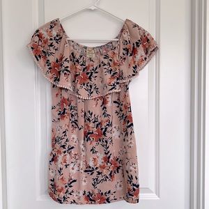 Faded Glory Floral Off‎ Shoulder Blouse Size M(8-10)